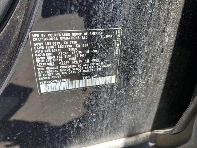 1V2LR2CA2KC516072 - 2019 VOLKSWAGEN ATLAS SE Czarny zdjęcie 13