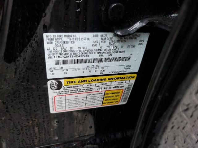 1FMJK2AT8NEA52419 - 2022 FORD EXPEDITION MAX LIMITED BLACK photo 13