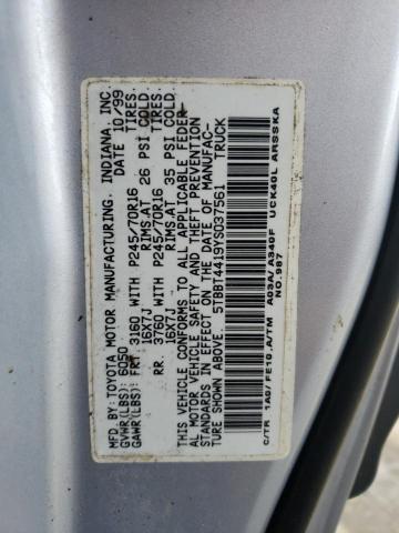 5TBBT4419YS037561 - 2000 TOYOTA TUNDRA ACCESS CAB SILVER photo 12