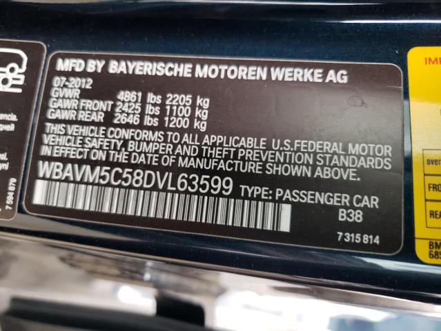 WBAVM5C58DVL63599 - 2013 BMW X1 XDRIVE35I BLUE photo 12