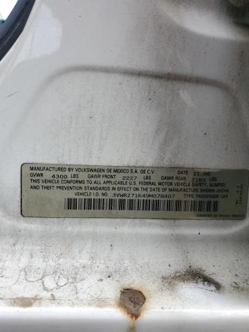 3VWRZ71K49M078407 - 2009 VOLKSWAGEN JETTA SE WHITE photo 12