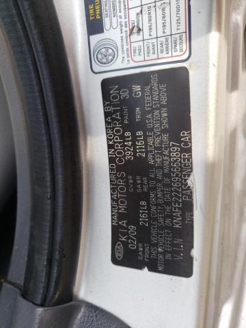 KNAFE222695663897 - 2009 KIA SPECTRA EX SILVER photo 12