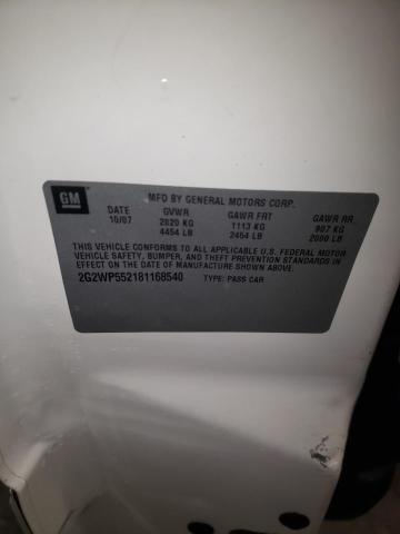 2G2WP552181168540 - 2008 PONTIAC GRAND PRIX 白色 照片 12