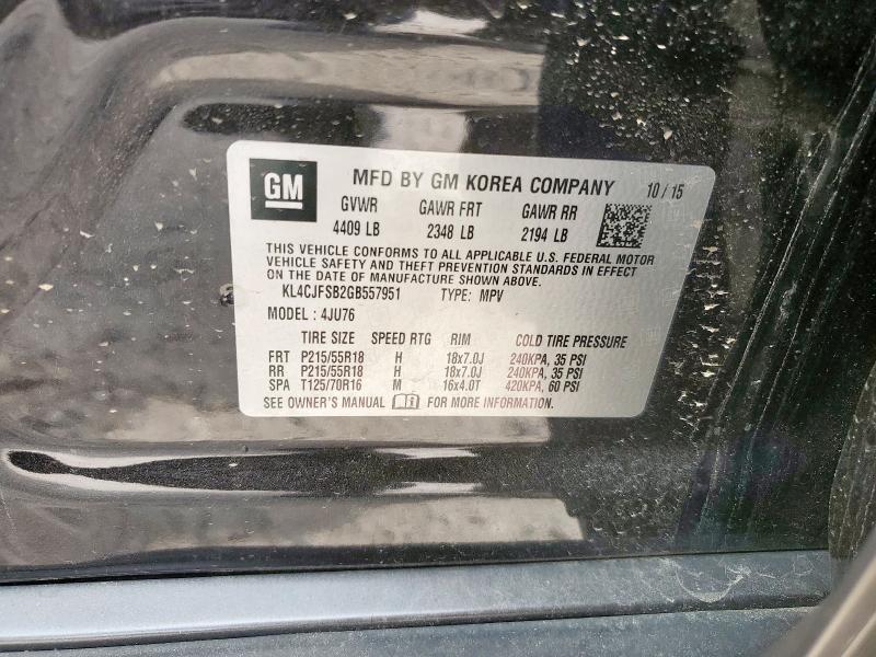 KL4CJFSB2GB557951 - 2016 BUICK ENCORE CONVENIENCE 黑色 照片 12