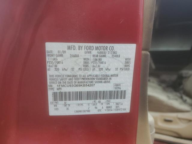 1FMCU93G69KB54207 - 2009 FORD ESCAPE XLT RED photo 13