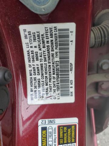 19XFA1F64BE007973 - 2011 HONDA CIVIC LX-S RED photo 12