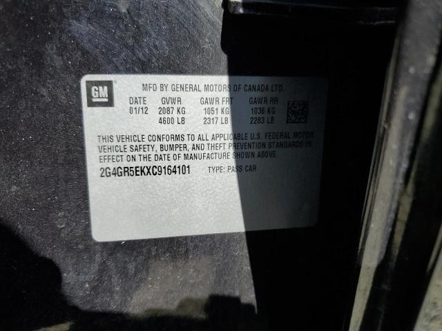2G4GR5EKXC9164101 - 2012 BUICK REGAL 黑色 照片 12