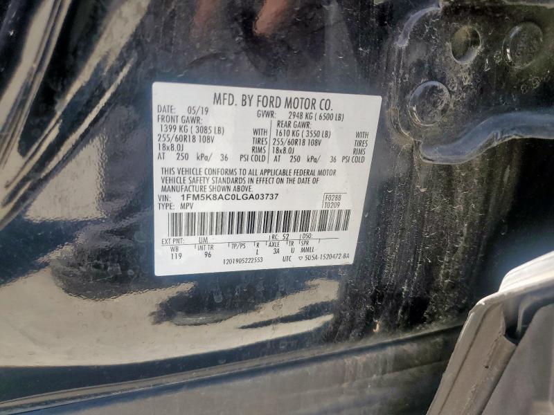 1FM5K8AC0LGA03737 - 2020 FORD EXPLORER POLICE INTERCEPTOR BLACK photo 13