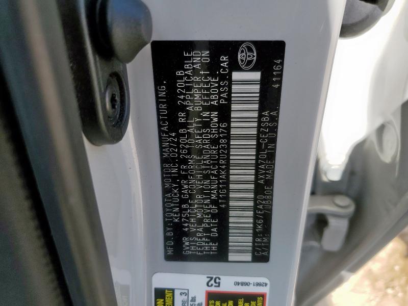 4T1G11AK4RU238176 - 2024 TOYOTA CAMRY SE NIGHT SHADE WHITE photo 13