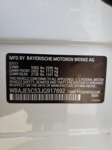 WBAJE5C53JG917692 - 2018 BMW 540 I WHITE photo 12