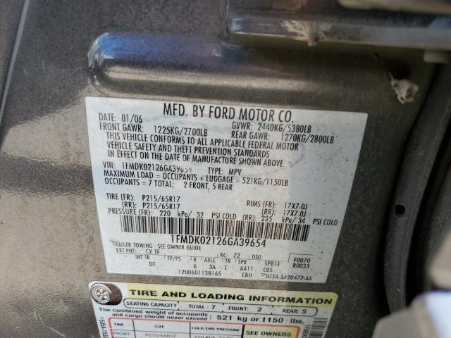 1FMDK02126GA39654 - 2006 FORD FREESTYLE SEL GRAY photo 12