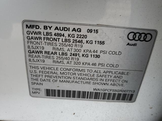 WA1GFCFS5GR007713 - 2016 AUDI Q3 PRESTIGE WHITE photo 13