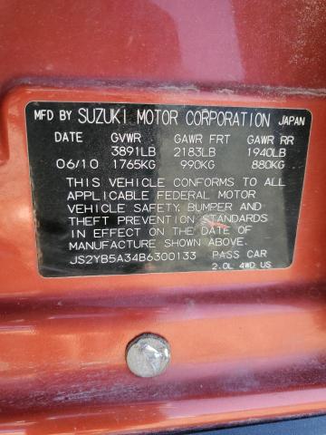 JS2YB5A34B6300133 - 2011 SUZUKI SX4 ORANGE photo 12