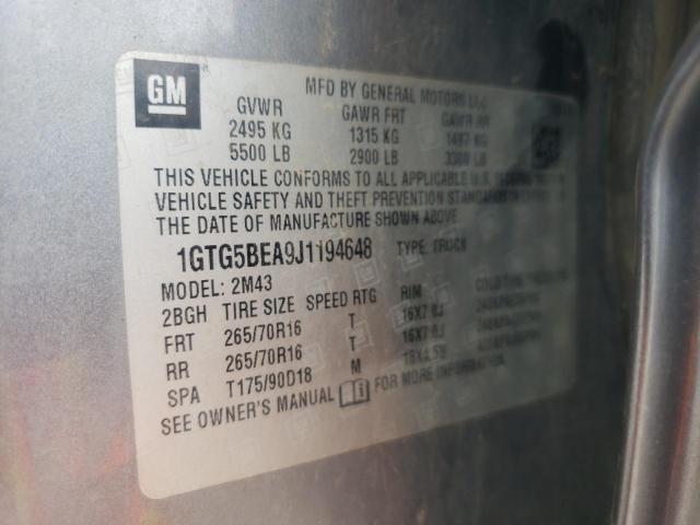 1GTG5BEA9J1194648 - 2018 GMC CANYON GRAY photo 12