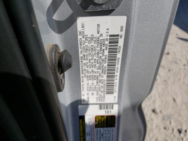 5TENX22N09Z626179 - 2009 TOYOTA TACOMA SILVER photo 12