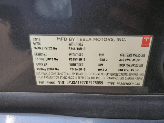 5YJSA1E27GF125059 - 2016 TESLA MODEL S 灰色 照片 13