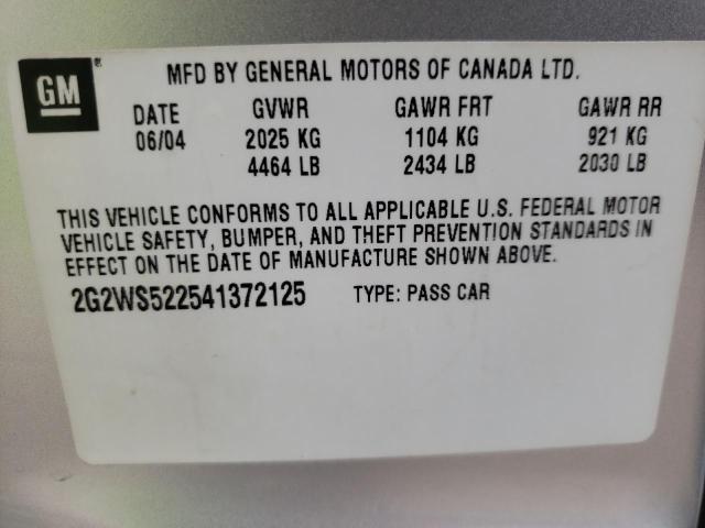 2G2WS522541372125 - 2004 PONTIAC GRAND PRIX GT2 ვერცხლისფერი ფოტო 12