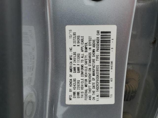 1HGCR3F80GA009935 - 2016 HONDA ACCORD EXL SILVER photo 12