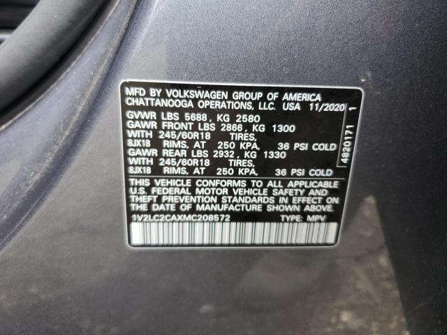 1V2LC2CAXMC208572 - 2021 VOLKSWAGEN ATLAS CROS SE GRAY photo 13