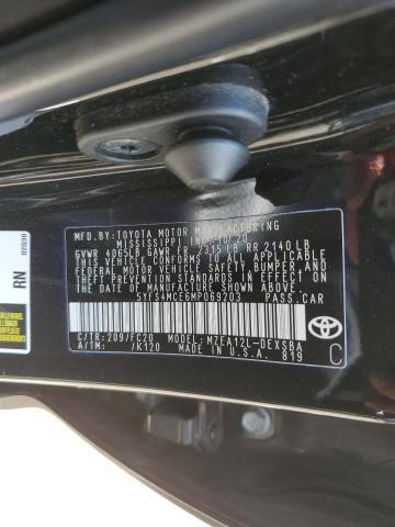 5YFS4MCE6MP069203 - 2021 TOYOTA COROLLA SE BLACK photo 12