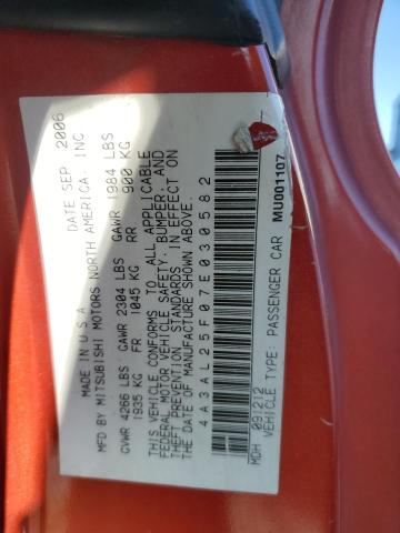 4A3AL25F07E030582 - 2007 MITSUBISHI ECLIPSE SPYDER GS 橙色 照片 12