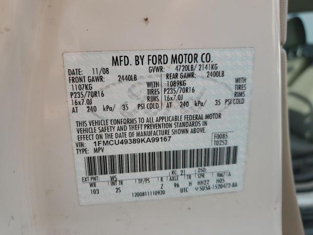 1FMCU49389KA99167 - 2009 FORD ESCAPE HYBRID WHITE photo 13