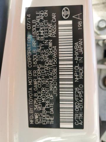 JTDKDTB38E1569654 - 2014 TOYOTA PRIUS C WHITE photo 12