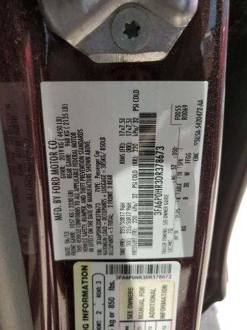 3FA6P0HR3DR378673 - 2013 FORD FUSION SE BURGUNDY photo 12