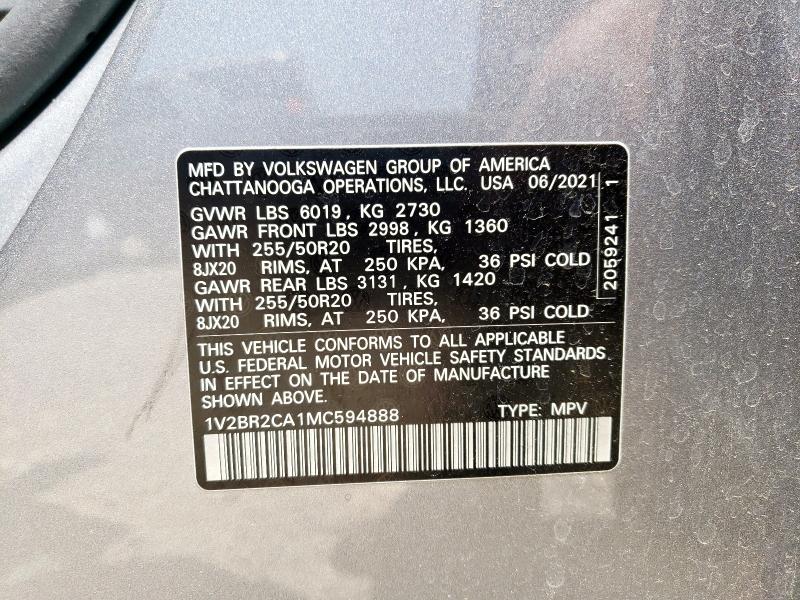 1V2BR2CA1MC594888 - 2021 VOLKSWAGEN ATLAS SEL Gümüş foto 13
