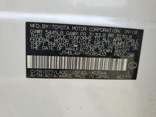 JTHBL46F195085433 - 2009 LEXUS LS 460 WHITE photo 13