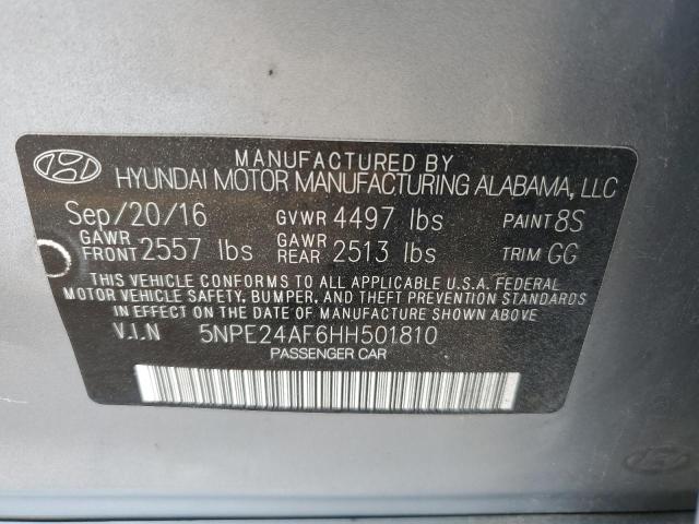 5NPE24AF6HH501810 - 2017 HYUNDAI SONATA SE GRAY photo 12