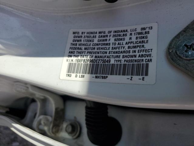 19XFB2F96DE275049 - 2013 HONDA CIVIC EXL WHITE photo 13