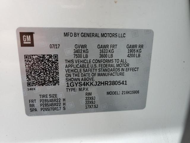 1GYS4KKJ2HR380541 - 2017 CADILLAC ESCALADE ESV PLATINUM თეთრი ფოტო 13