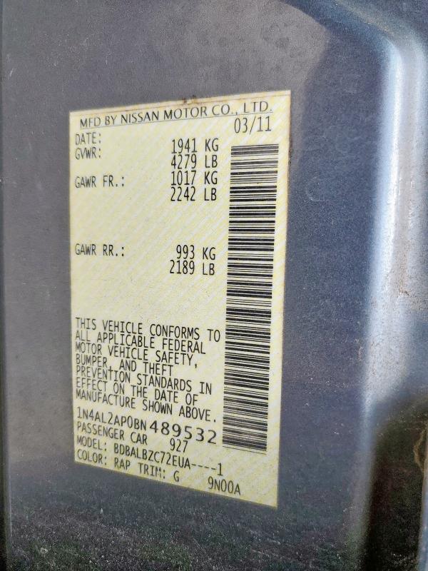 1N4AL2AP0BN489532 - 2011 NISSAN ALTIMA BASE Gümüş foto 12