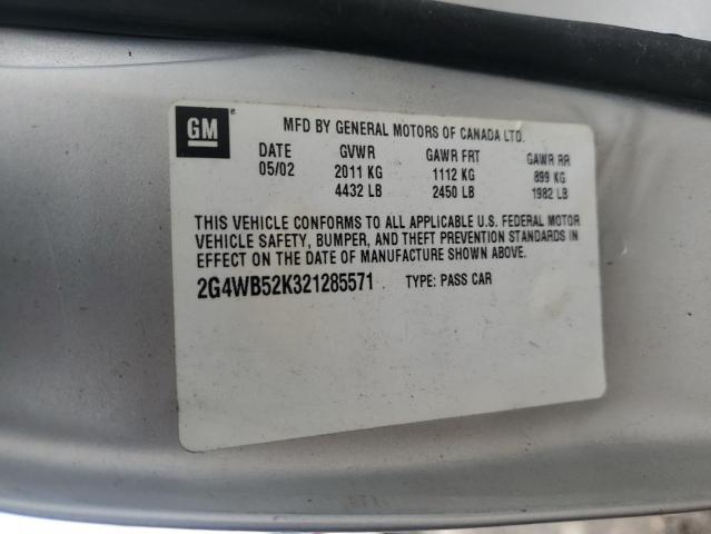 2G4WB52K321285571 - 2002 BUICK REGAL LS 银色 照片 12