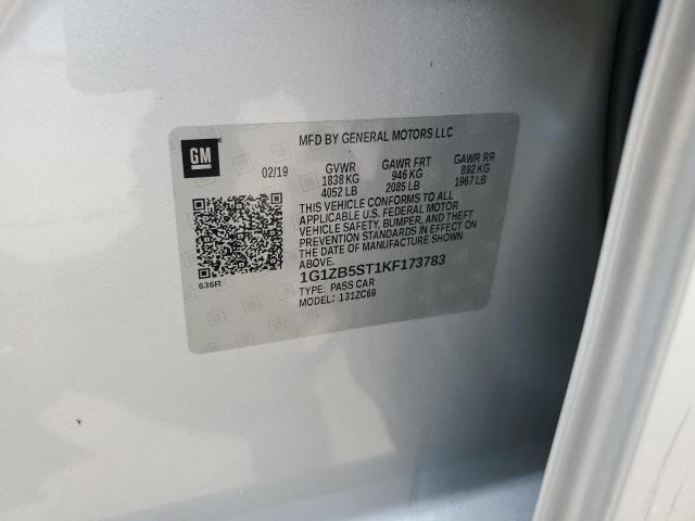 1G1ZB5ST1KF173783 - 2019 CHEVROLET MALIBU LS Srebrny zdjęcie 12