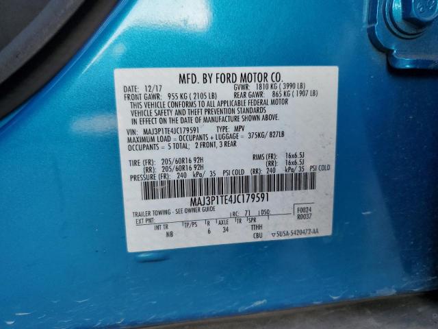 MAJ3P1TE4JC179591 - 2018 FORD ECOSPORT SE Azul foto 13
