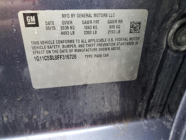 1G11C5SL8FF316728 - 2015 CHEVROLET MALIBU 1LT 蓝色 照片 12