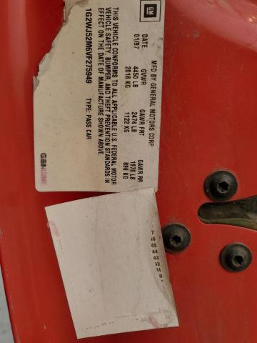 1G2WJ52M6VF275949 - 1997 PONTIAC GRAND PRIX SE 红色 照片 12