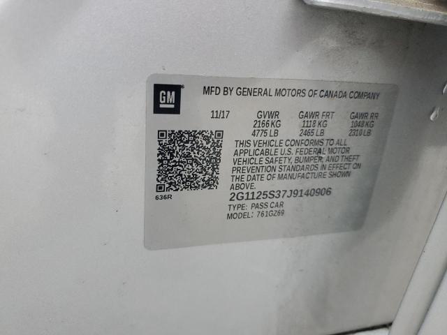 2G1125S37J9140906 - 2018 CHEVROLET IMPALA PREMIER SILVER photo 12