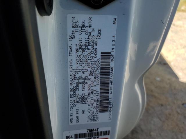 5TFTX4CN3EX041647 - 2014 TOYOTA TACOMA ACCESS CAB თეთრი ფოტო 12