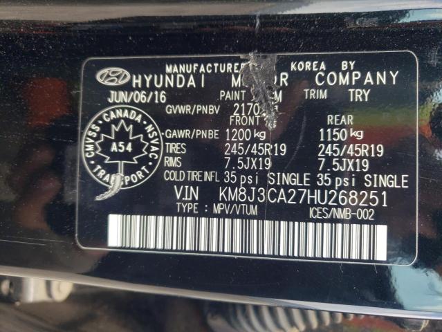 KM8J3CA27HU268251 - 2017 HYUNDAI TUCSON LIMITED BLACK photo 14