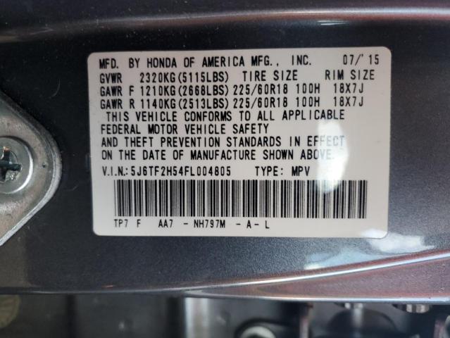5J6TF2H54FL004805 - 2015 HONDA CROSSTOUR EXL ნაცრისფერი ფოტო 13