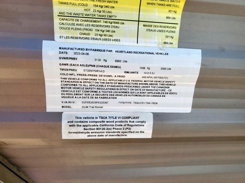 5SFEB3028PE525367 - 2023 HEARTLAND TRAILRUNNR WHITE photo 10