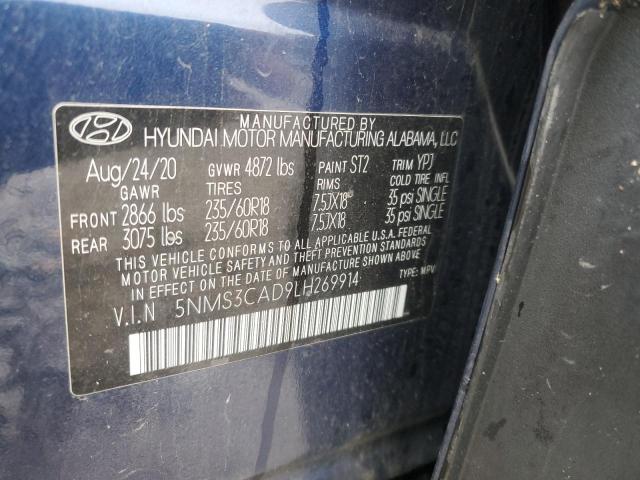 5NMS3CAD9LH269914 - 2020 HYUNDAI SANTA FE SEL BLUE photo 13