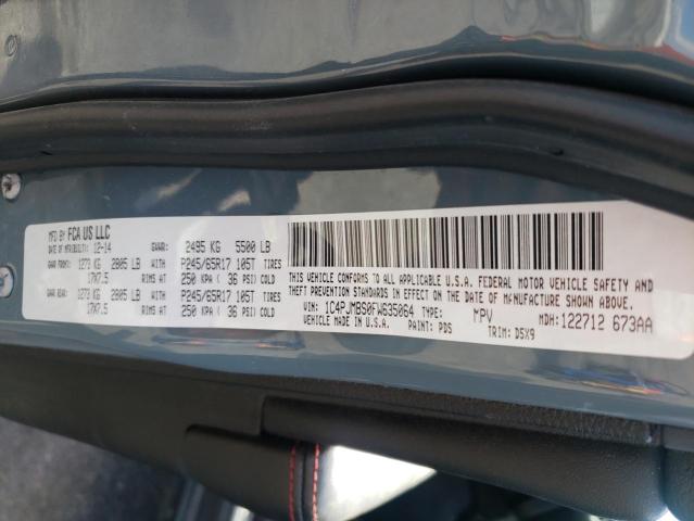 1C4PJMBS0FW635064 - 2015 JEEP CHEROKEE TRAILHAWK GRAY photo 13