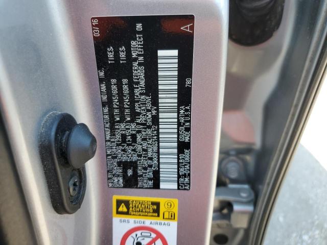 5TDKKRFH8GS141412 - 2016 TOYOTA HIGHLANDER XLE 银色 照片 13