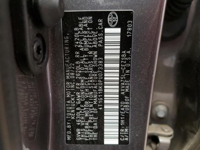 4T1G11BK0PU073383 - 2023 TOYOTA CAMRY SE NIGHT SHADE GRAY photo 12
