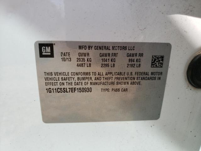 1G11C5SL7EF150930 - 2014 CHEVROLET MALIBU 1LT WHITE photo 12