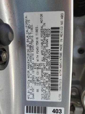 3TMJU4GN0FM188560 - 2015 TOYOTA TACOMA DOUBLE CAB PRERUNNER SILVER photo 12